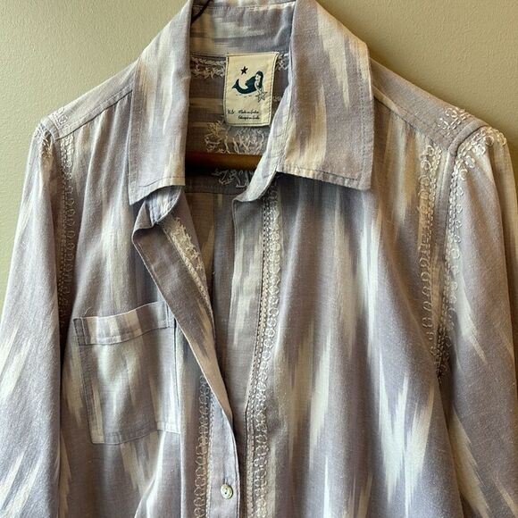 Tunic purple and white embroidered XS - Picture 4 of 6